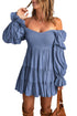 Boho Solid Shirred Ruffle Mini Dress